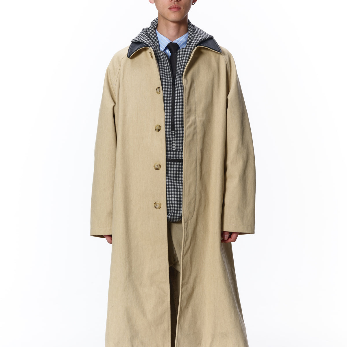 LEATHER COLLAR FADE OVER COAT – JieDa WEB STORE