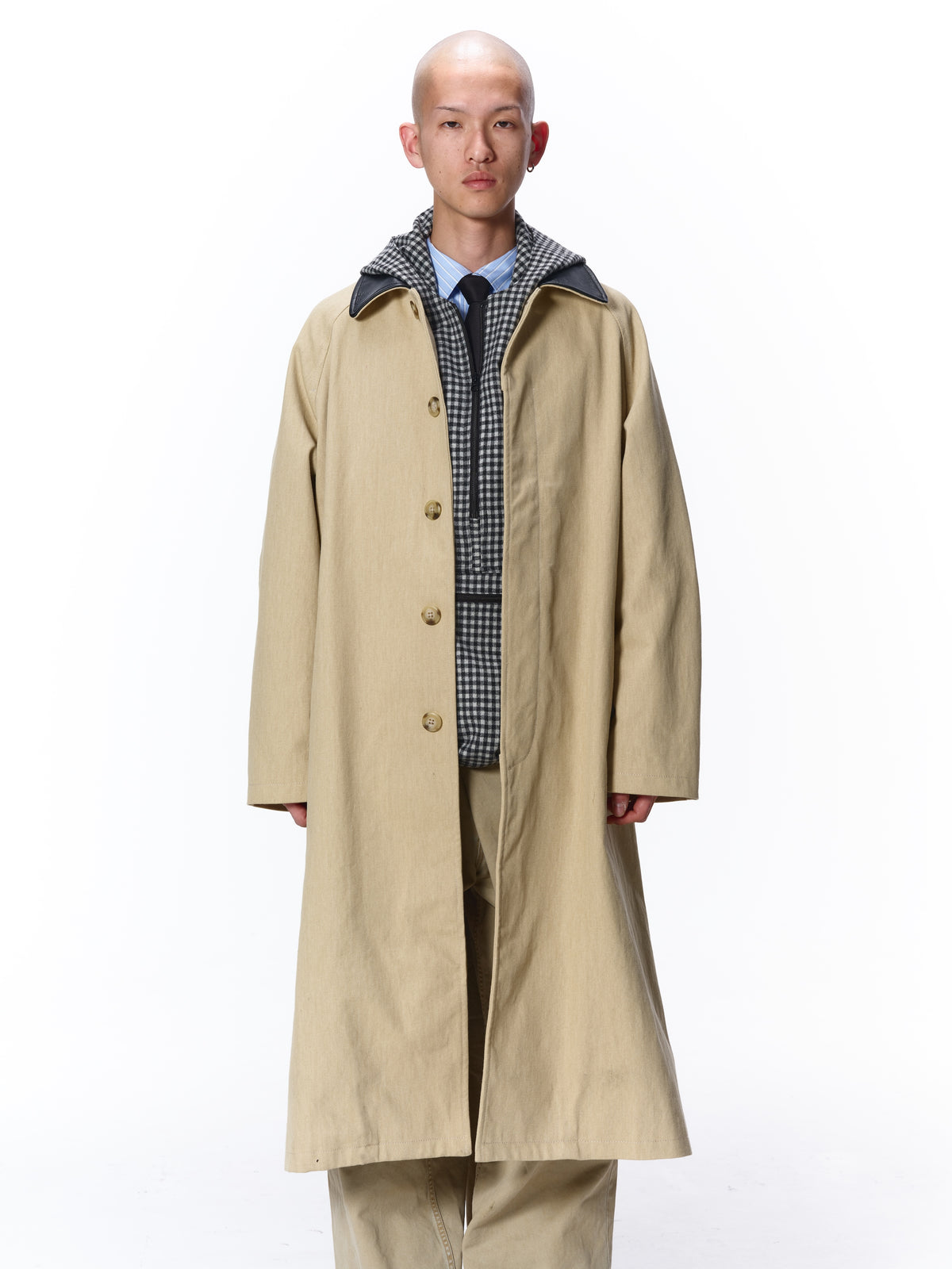 LEATHER COLLAR FADE OVER COAT – JieDa WEB STORE