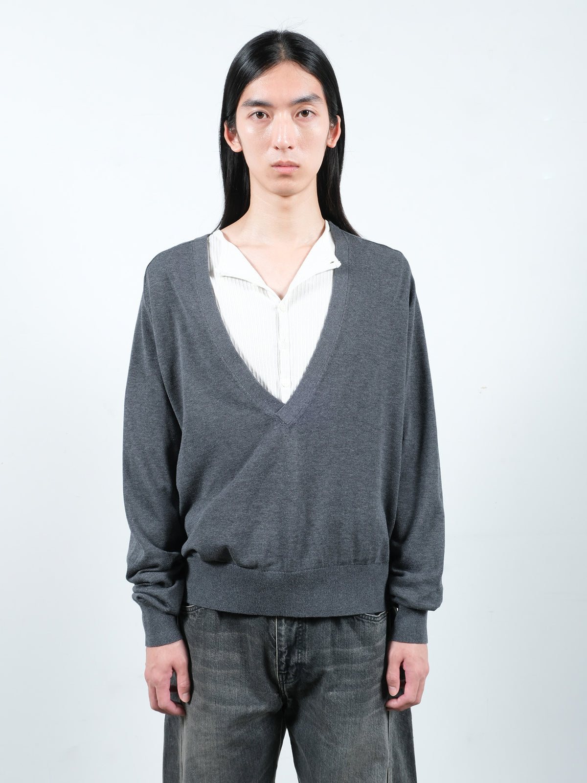 COTTON SILK V NECK KNIT – JieDa WEB STORE