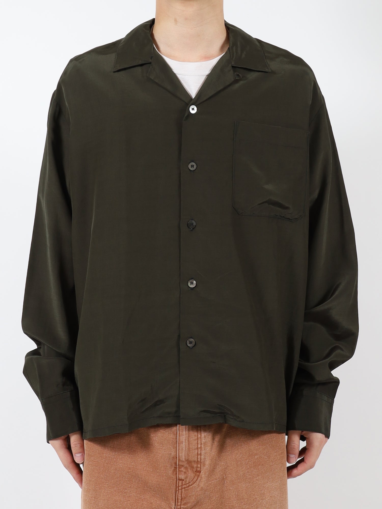 【HPG】Jieda CUTTING POCKET WOOL SHIRT RAYON WOOL OPEN COLLAR SHIRT – JieDa WEB STORE