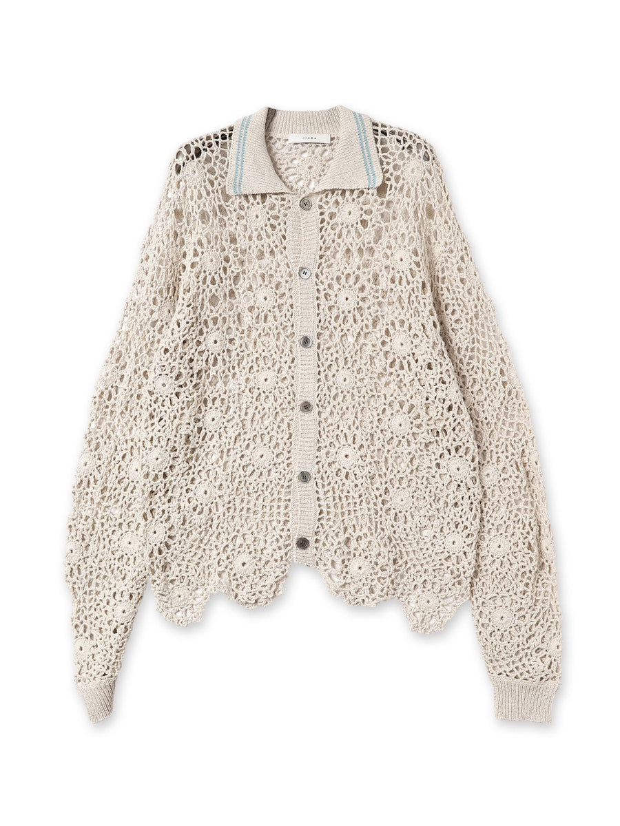 ジエダ FLOWER HAND KNITTING CARDIGAN ブラック-